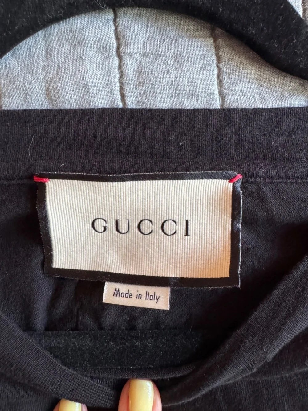 Authentic Gucci Logo T-Shirt Black Web Stripe Tee Made in Italy Size x-small